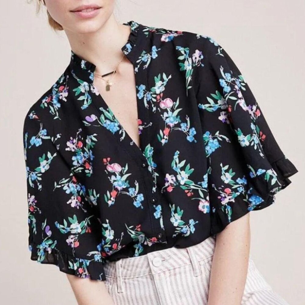 Maeve flutter-sleeve blouse